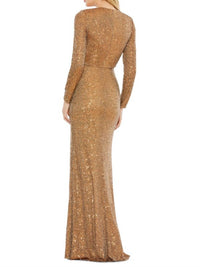 Ieena For Mac Duggal - Sequin Twist Gown - clothing - dresses - gold