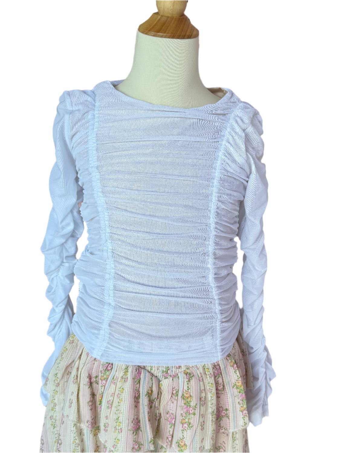 If So - Women's Long Sleeve Mesh Gather Top - blouses - clothing - shirts