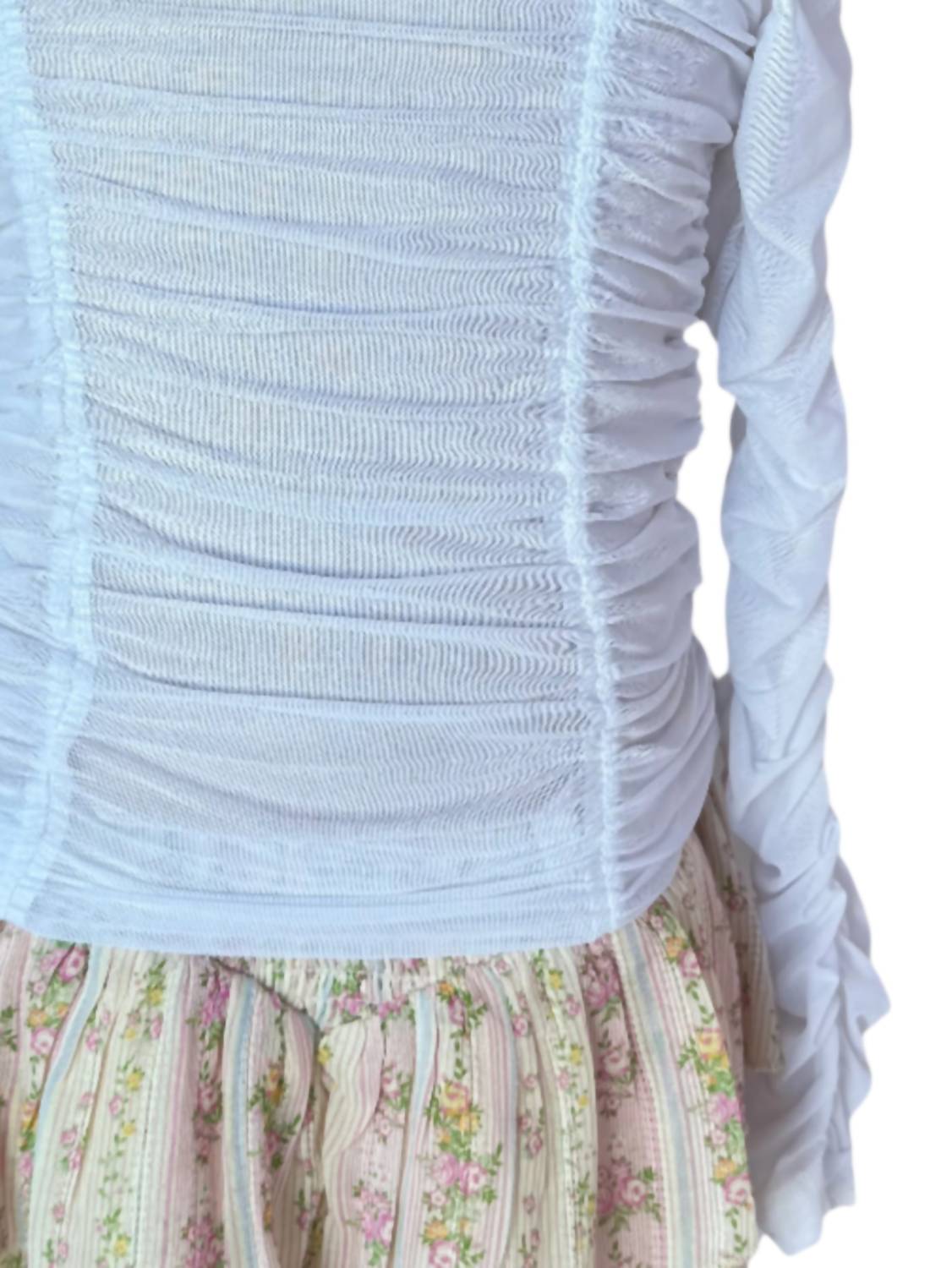 If So - Women's Long Sleeve Mesh Gather Top - blouses - clothing - shirts