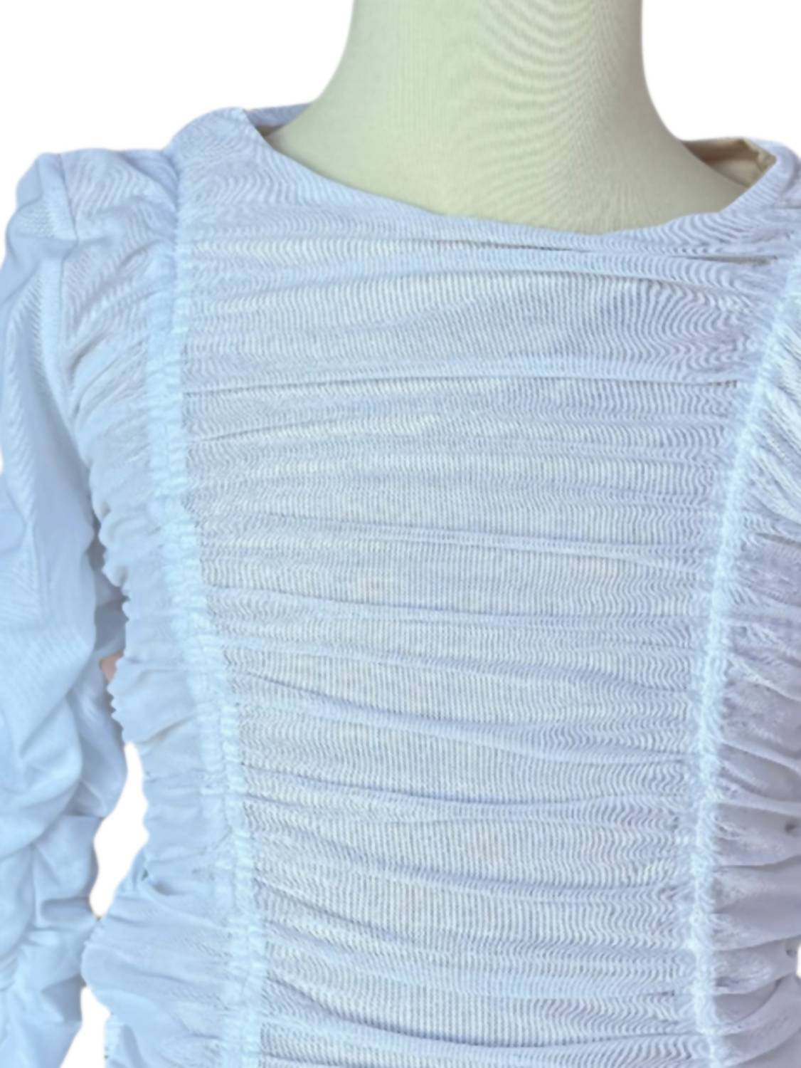 If So - Women's Long Sleeve Mesh Gather Top - blouses - clothing - shirts