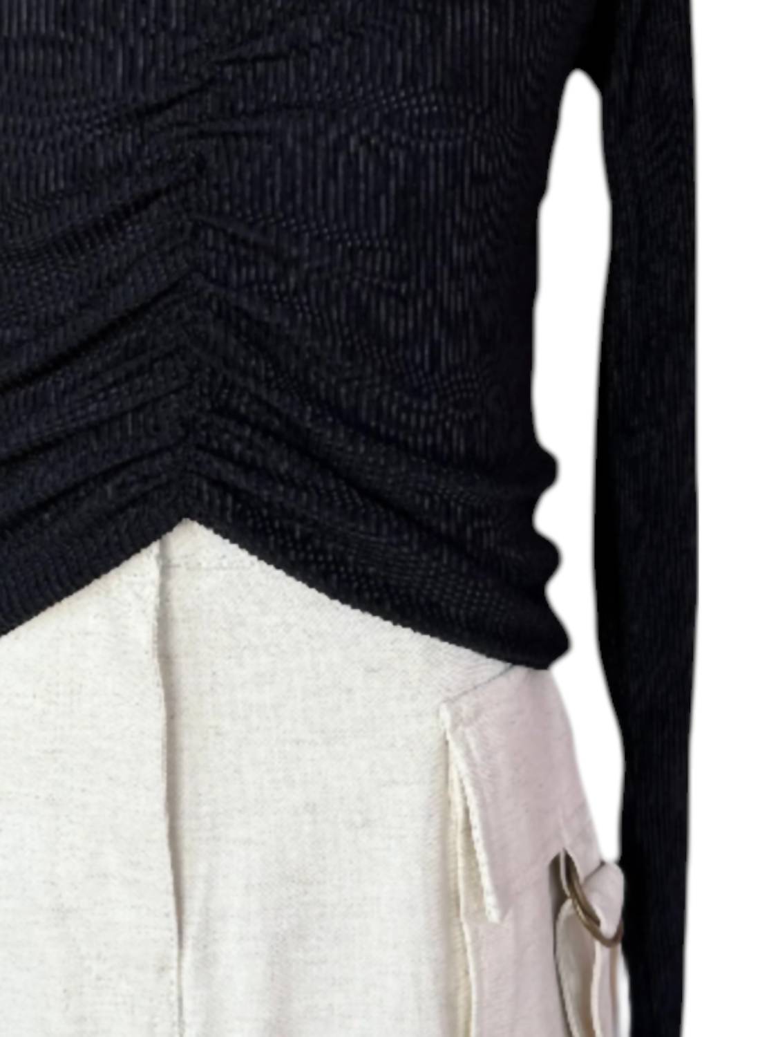 If So - Women's Long Sleeve V Neck Top - black - blouses - clothing
