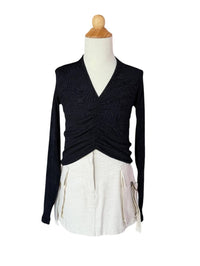 If So - Women's Long Sleeve V Neck Top - black - blouses - clothing
