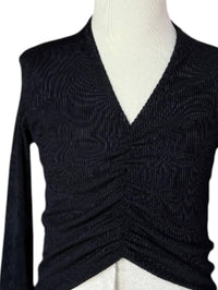 If So - Women's Long Sleeve V Neck Top - black - blouses - clothing