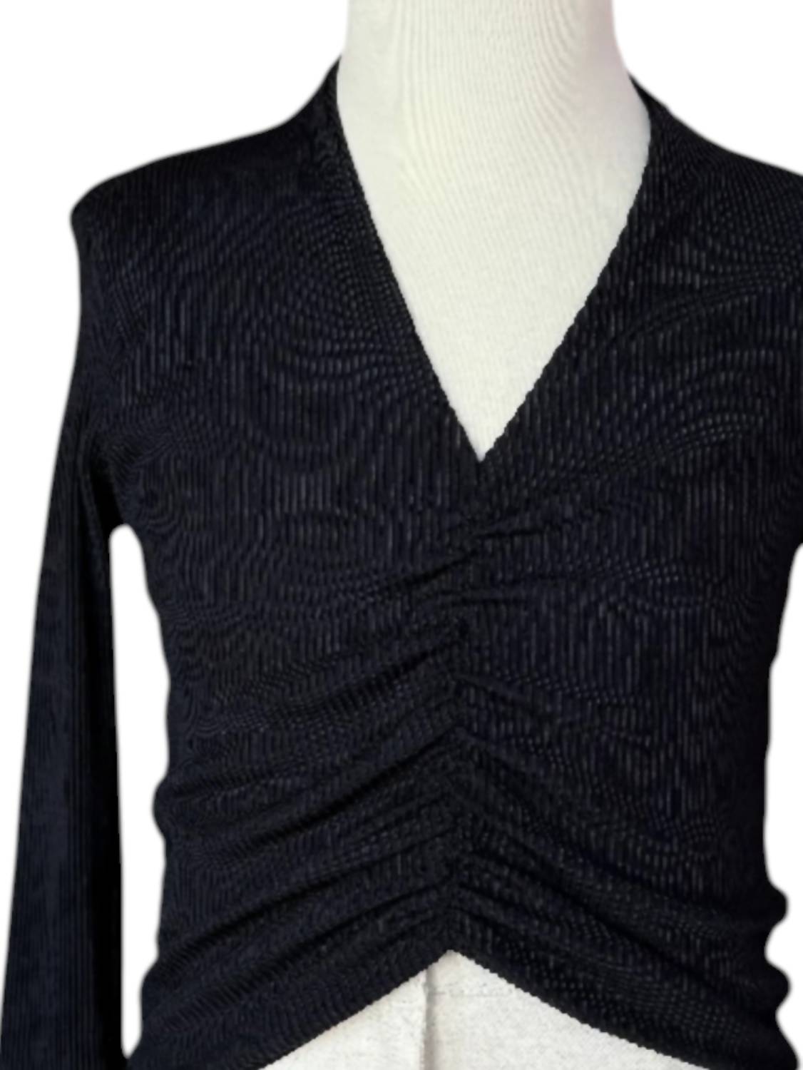 If So - Women's Long Sleeve V Neck Top - black - blouses - clothing