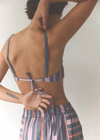 Ilio Nema - Abas Striped Mini Skirt - clothing - cotton - grey