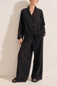 Ilio Nema - Clio Wide Leg Pants - black - clothing - linen - blend