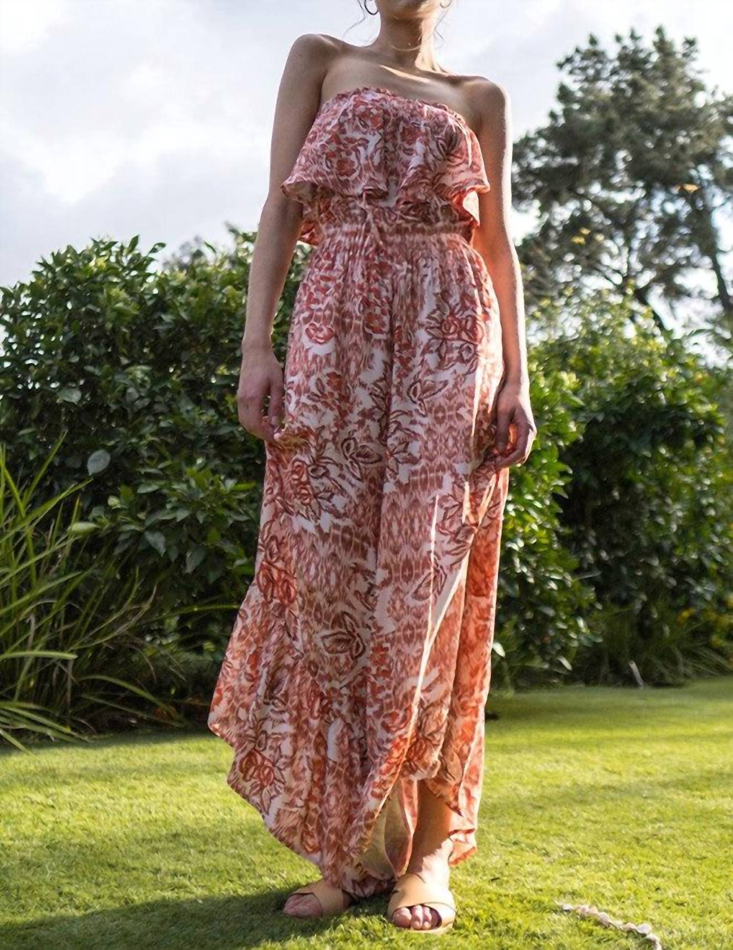 Illa Illa - Adorable Floral Printed Wide Leg Tube Jumpsuit - clothing - floral - jumpsuits