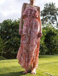 Illa Illa - Adorable Floral Printed Wide Leg Tube Jumpsuit - clothing - floral - jumpsuits