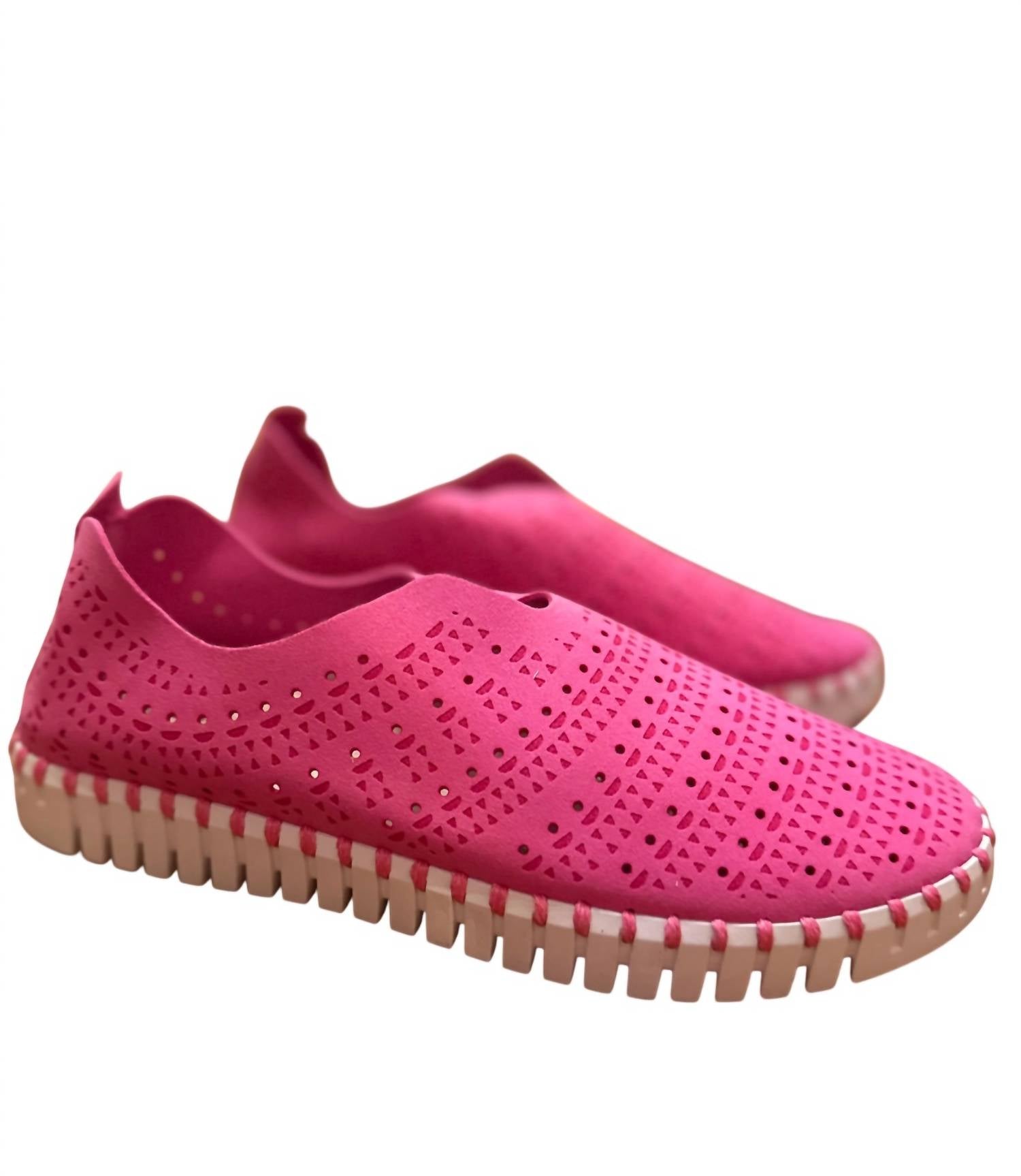 Ilse Jacobsen - Women's Scalloped Slip On Sneaker - pink - rubber - shoes