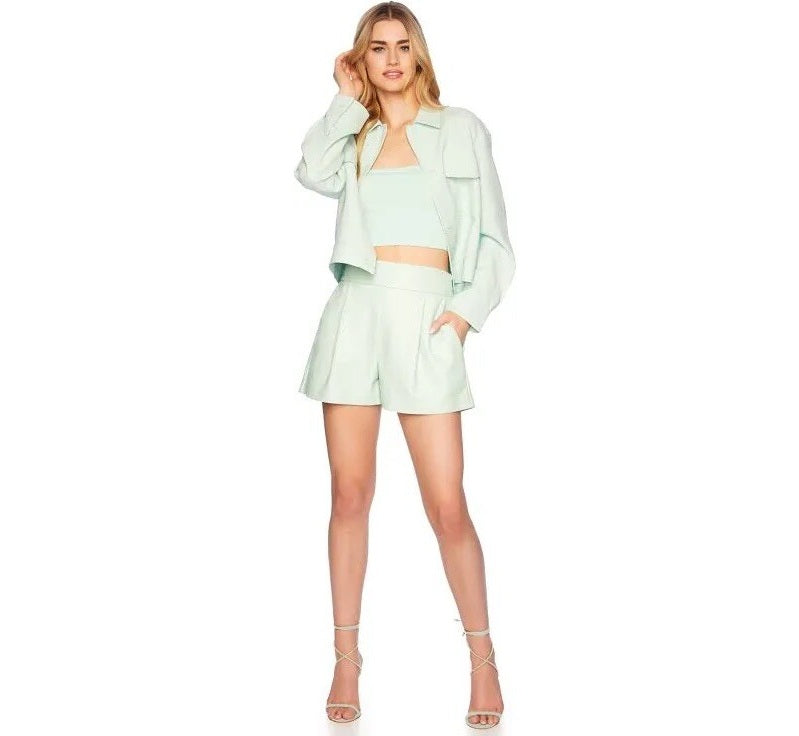 Susana Monaco - Faux Leather Pleated Shorts