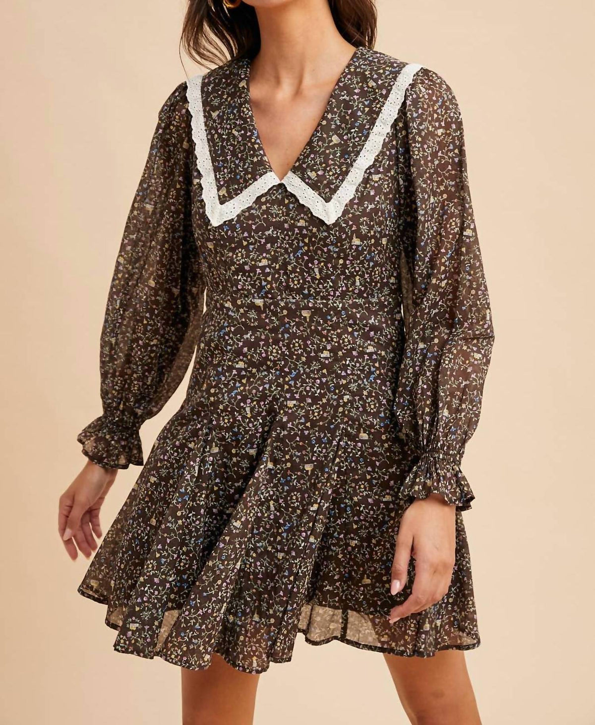 In-Loom - Peter Pan Collar Flared Mini Dress