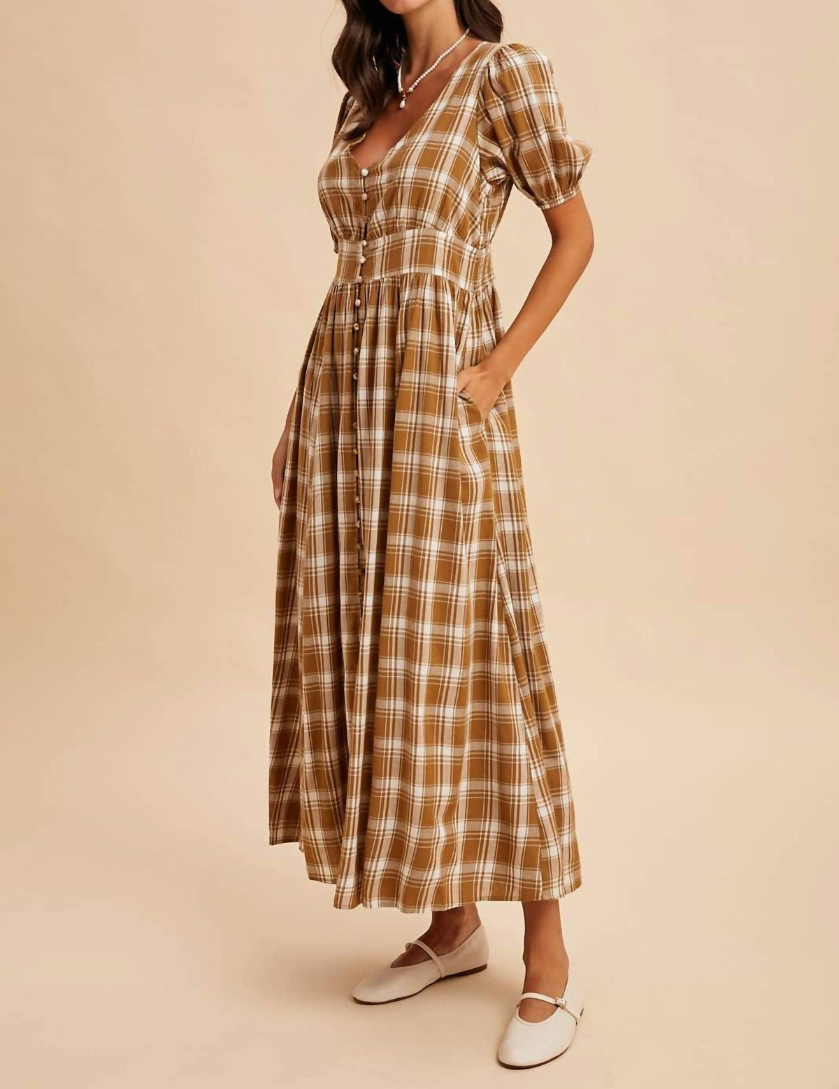 In-Loom - Plaid Button Down Maxi Dress