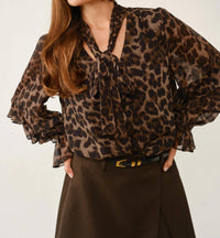 Ina Fashion - Chloe Leopard Ruffle Boho Blouse