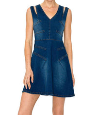 Ina - Tabitha Cut Out Slit Straps Denim Mini Dress
