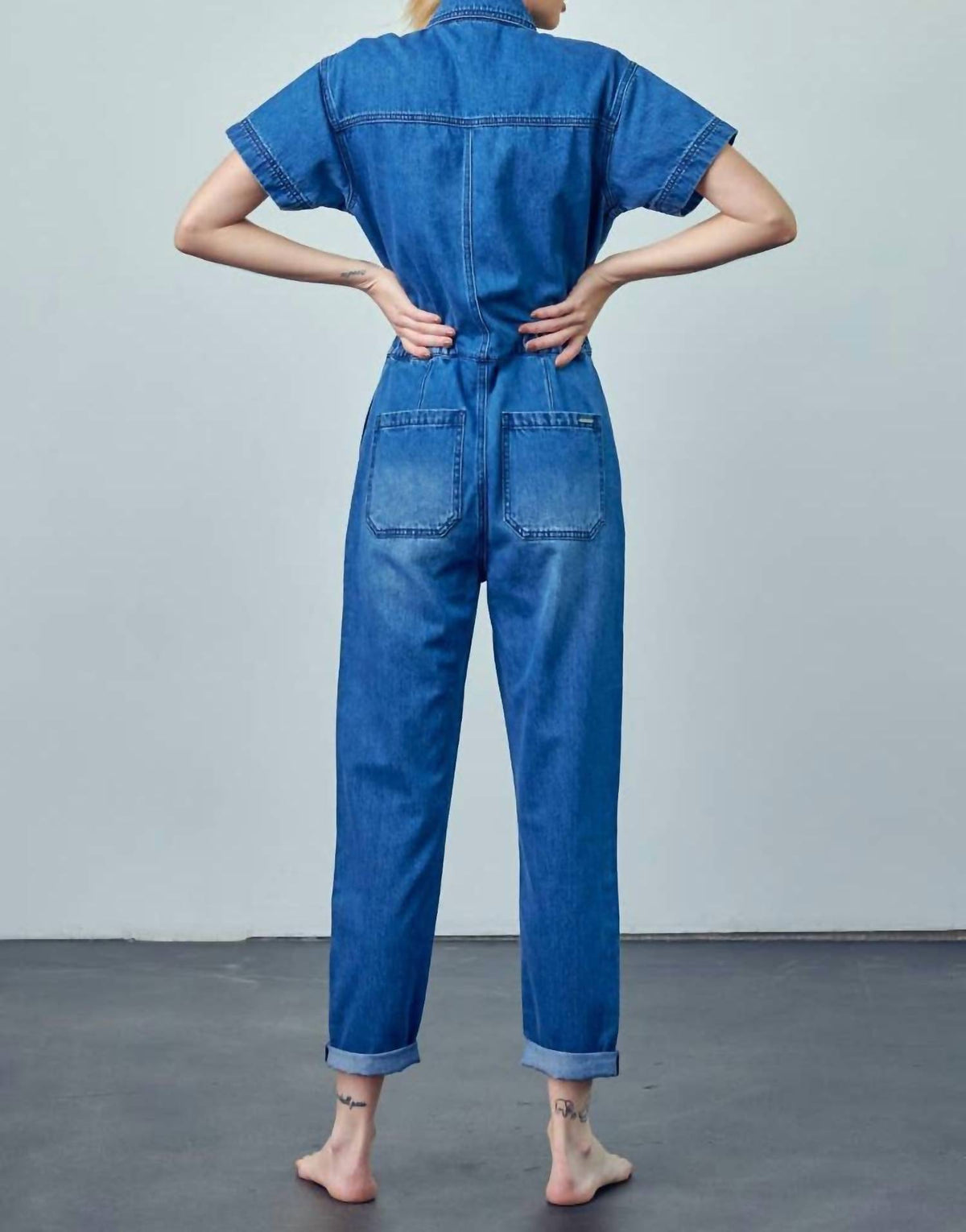 Insane Gene - Collared Button-Front Denim Jumpsuit