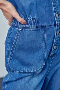 Insane Gene - Collared Button-Front Denim Jumpsuit