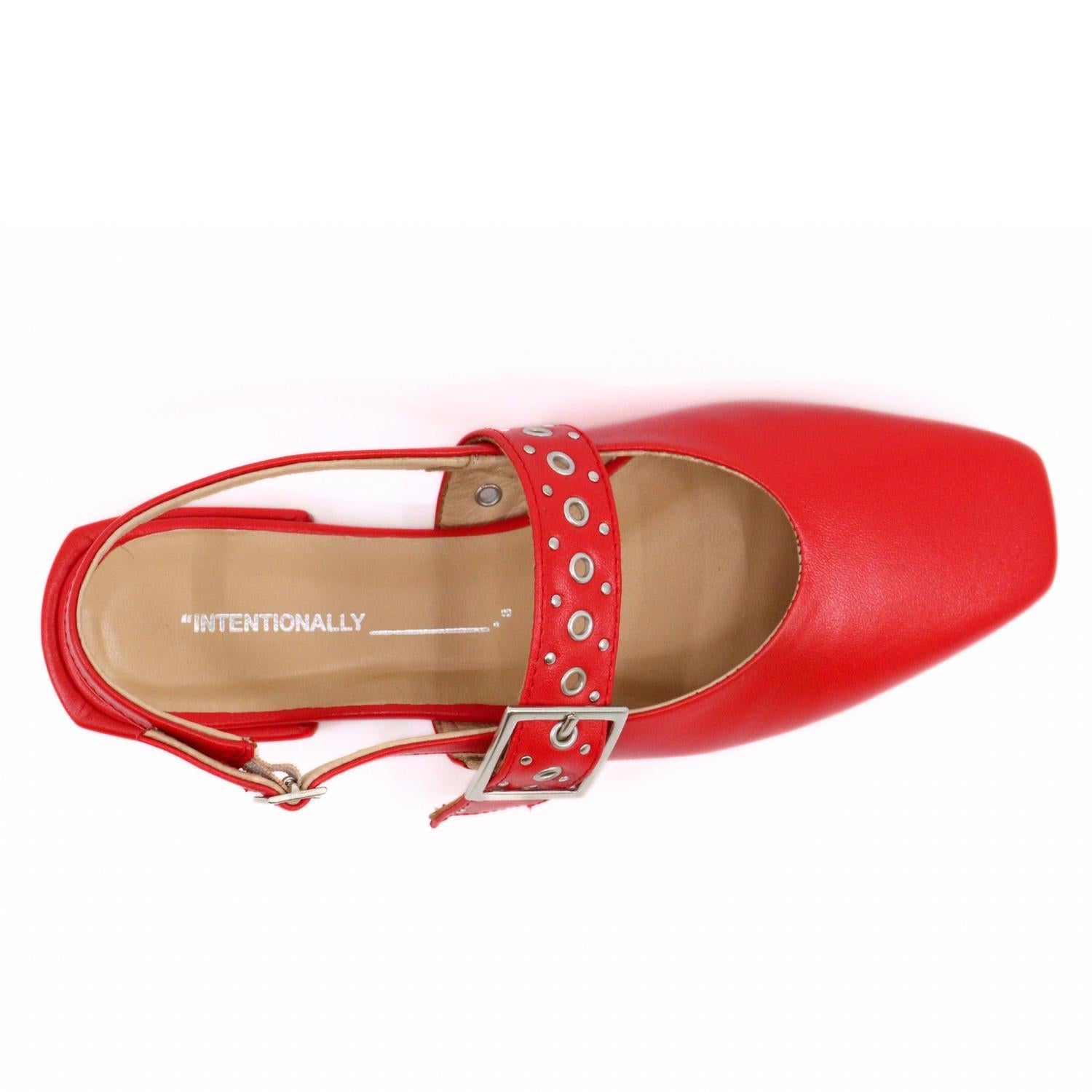 Intentionally Blank - Women's Pearl Cherry Sandal - leather - red - sandals