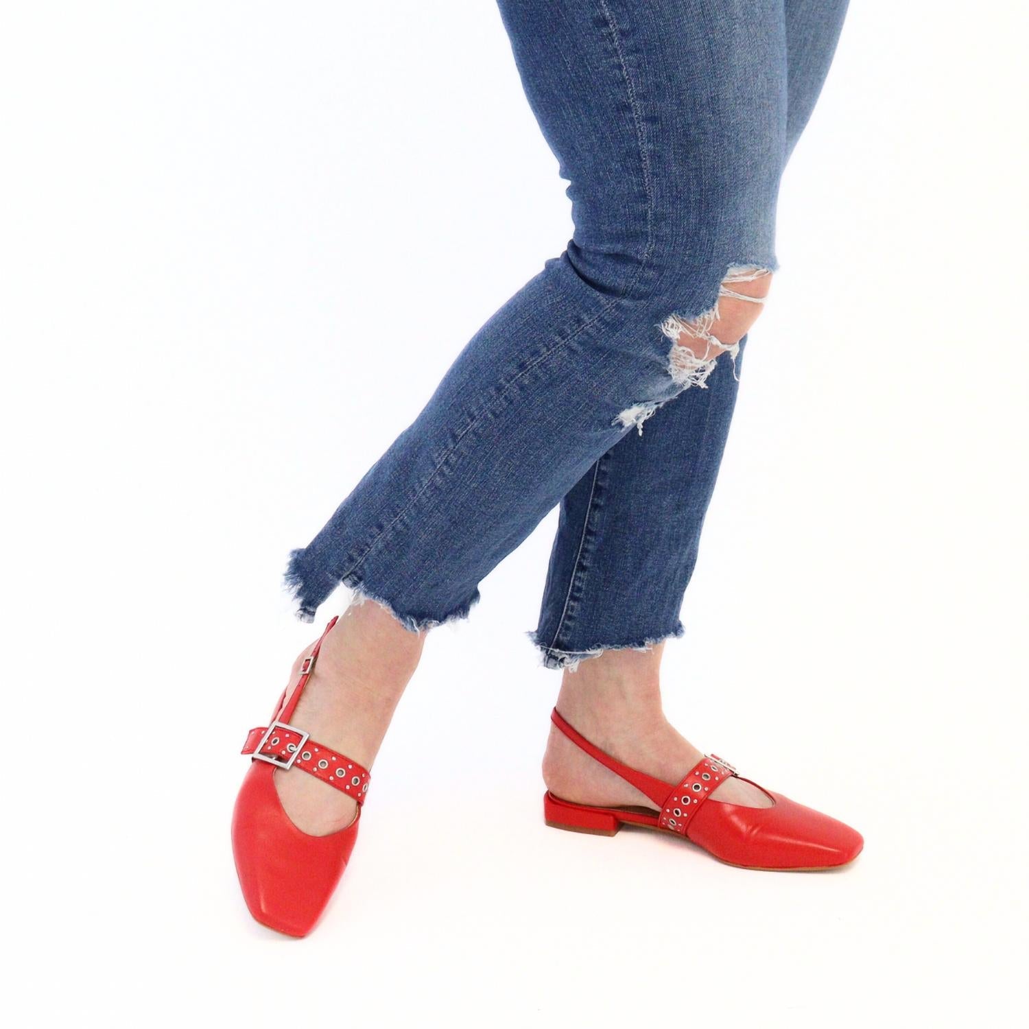 Intentionally Blank - Women's Pearl Cherry Sandal - leather - red - sandals
