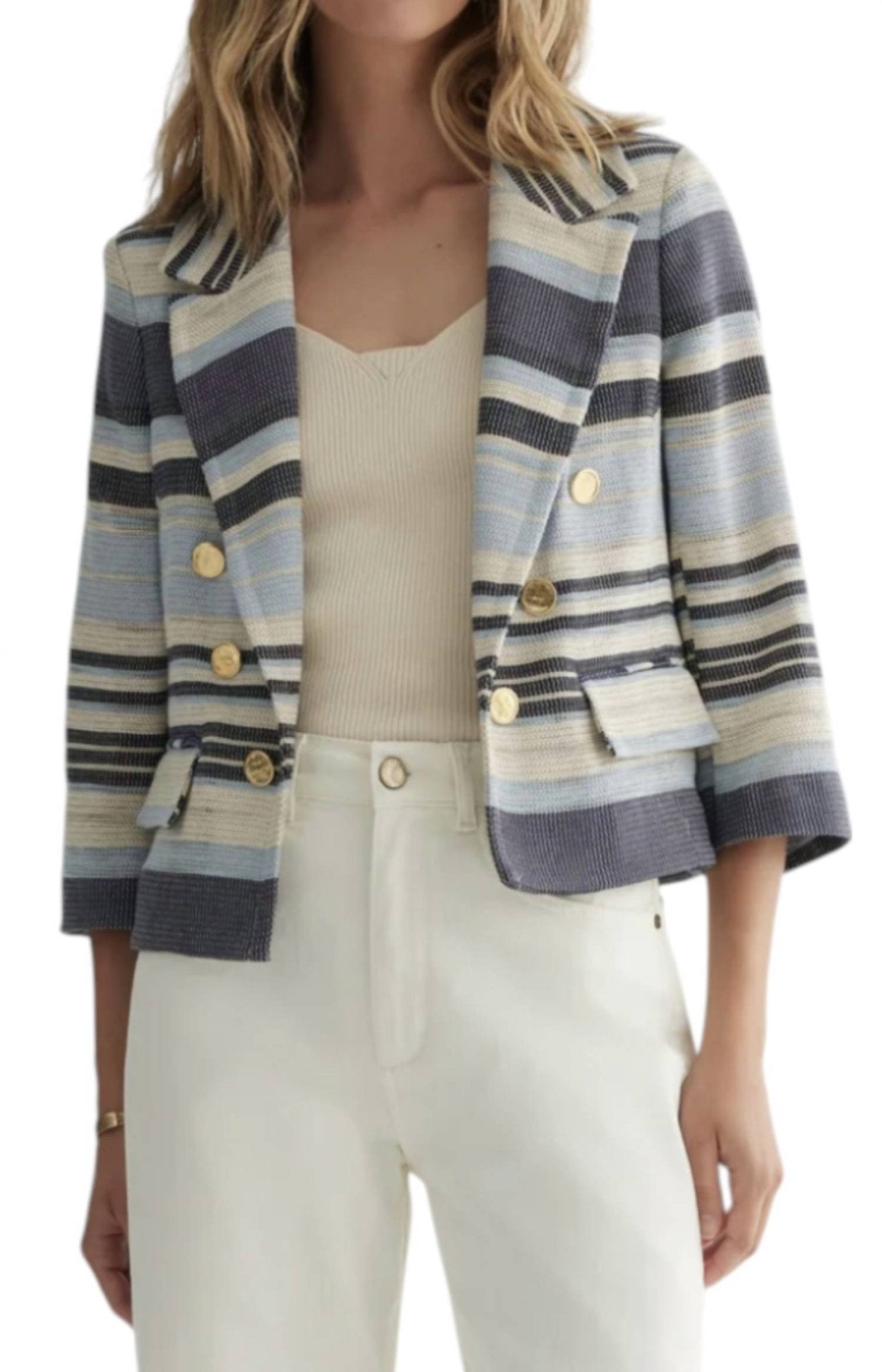 Iris Setlakwe - Cropped Striped Jacket - blue - casual - jacket - clothing