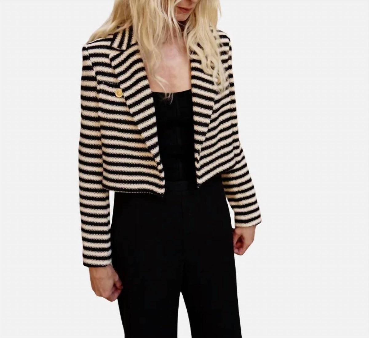 Iris Setlakwe - Stripe Cropped Knit Jacket