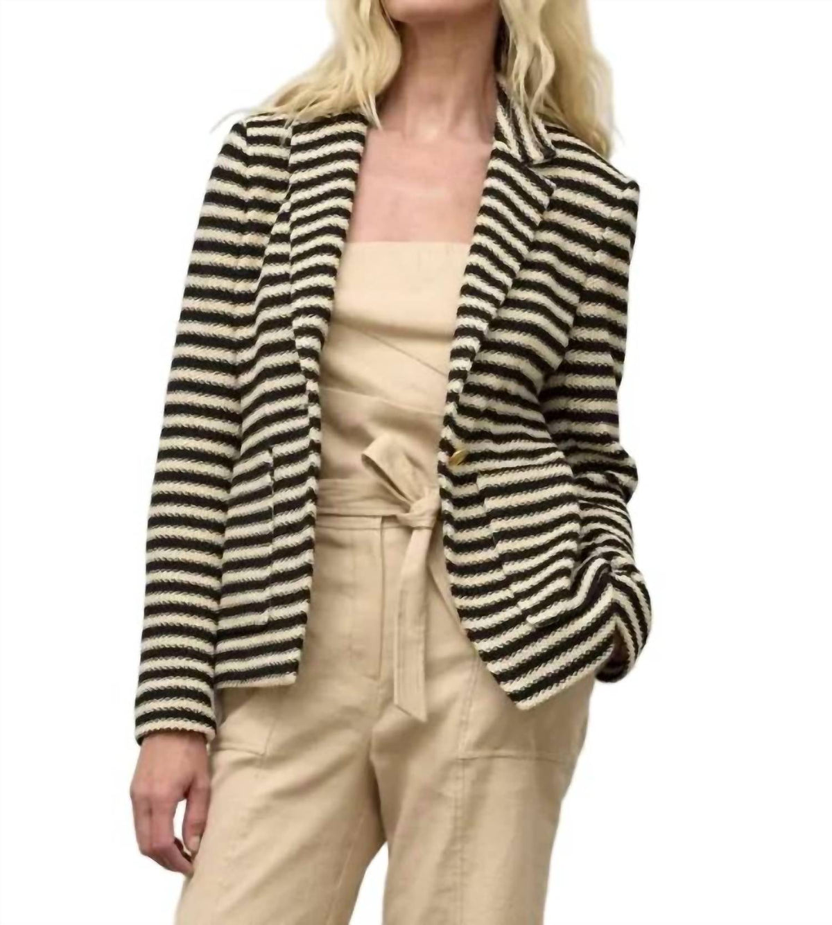 Iris Setlakwe - Stripe Notch Collar Jacket