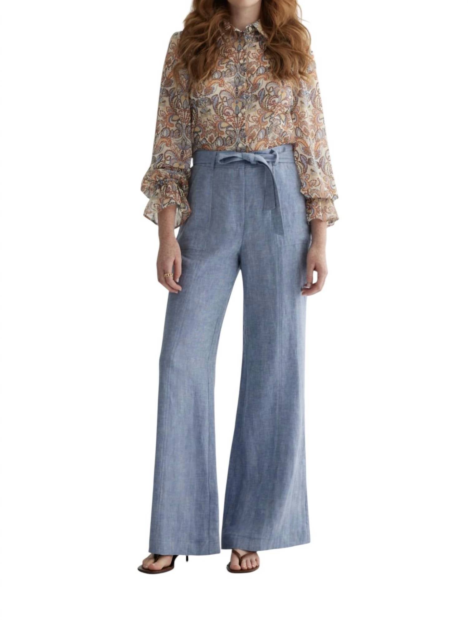 Iris Setlakwe - Wide Leg Denim Pants - blue - clothing - linen - blend