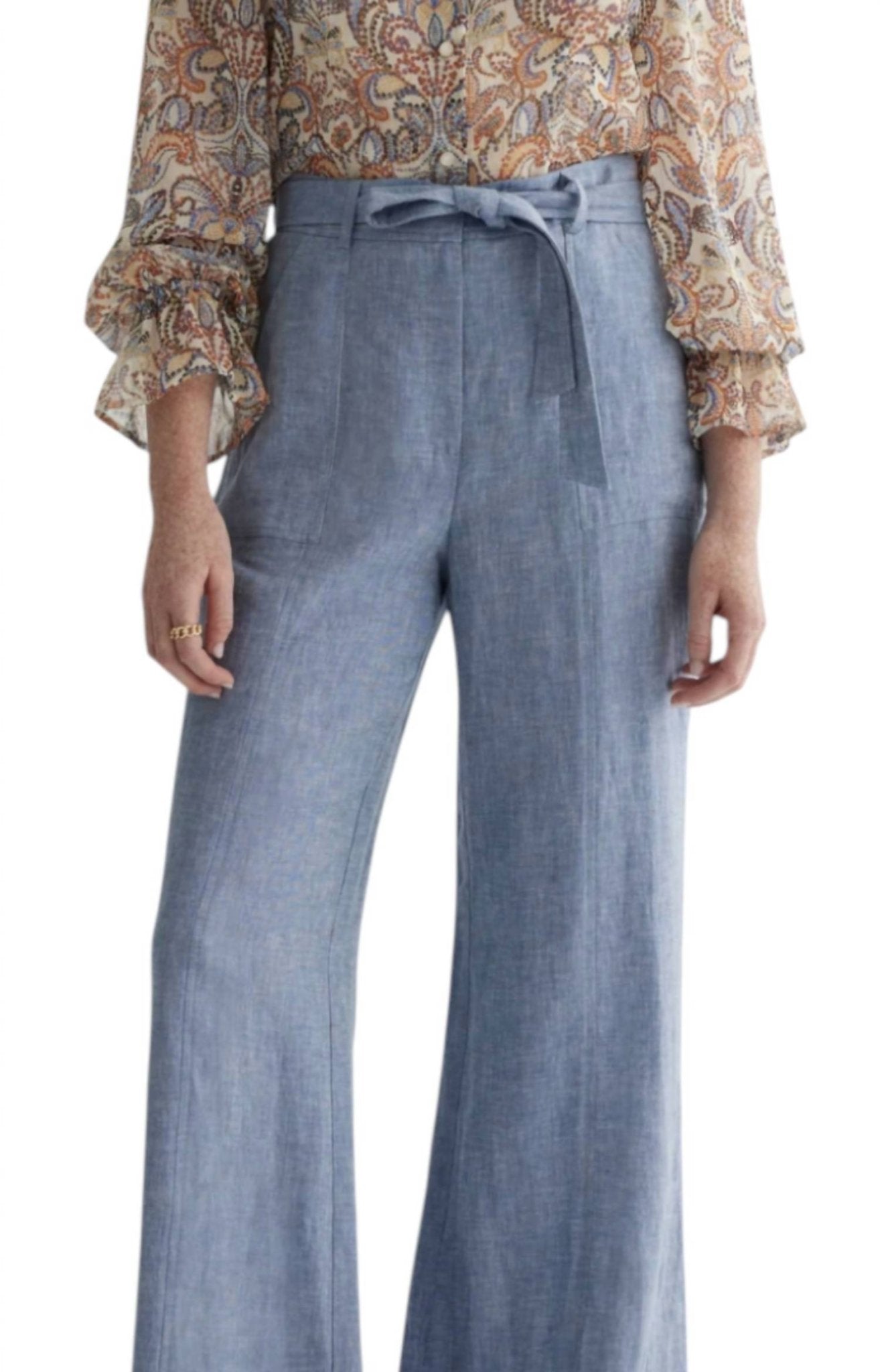 Iris Setlakwe - Wide Leg Denim Pants - blue - clothing - linen - blend
