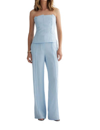 Iris Setlakwe - Wide Leg Pants With Pintuck - blue - clothing - linen - blend