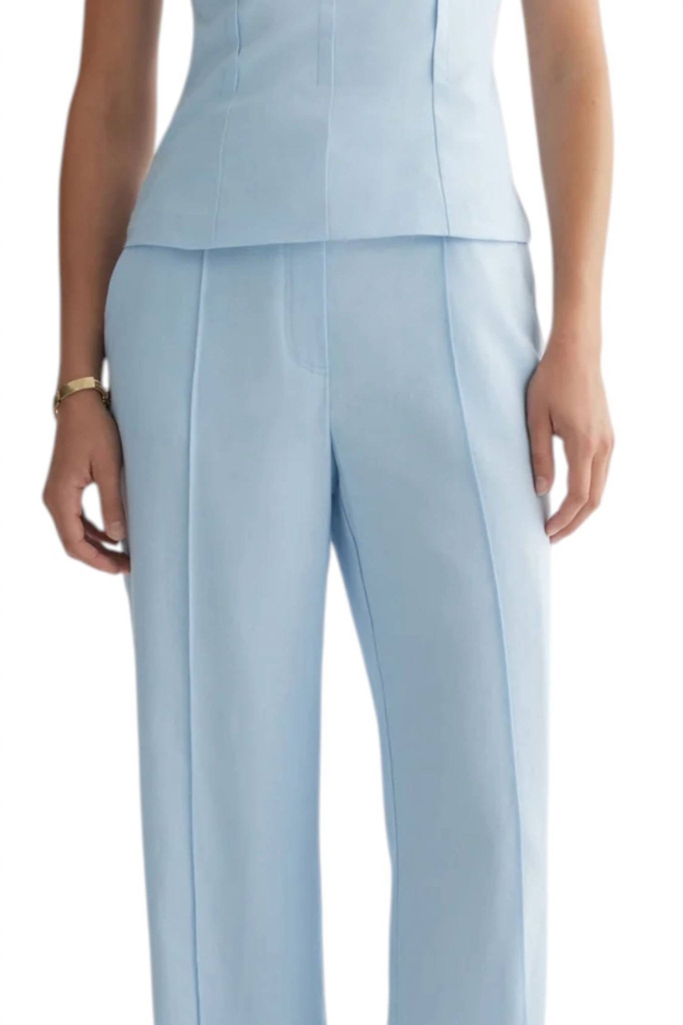 Iris Setlakwe - Wide Leg Pants With Pintuck - blue - clothing - linen - blend
