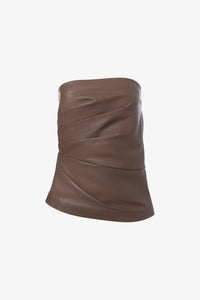 Iris Setlakwe - Women's Leather Bustier Top - brown - clothing - crop - tops