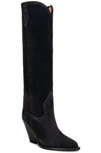 Isabel Marant - Lomero Suede Knee High Boot - black - heeled - boots - shoes