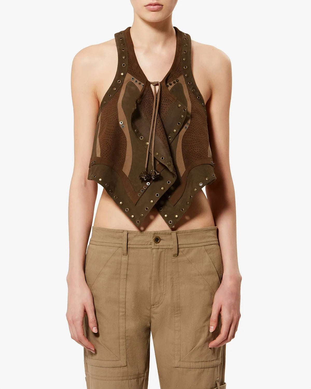 Isabel Marant - The Kelby Studded Patch Work Vest