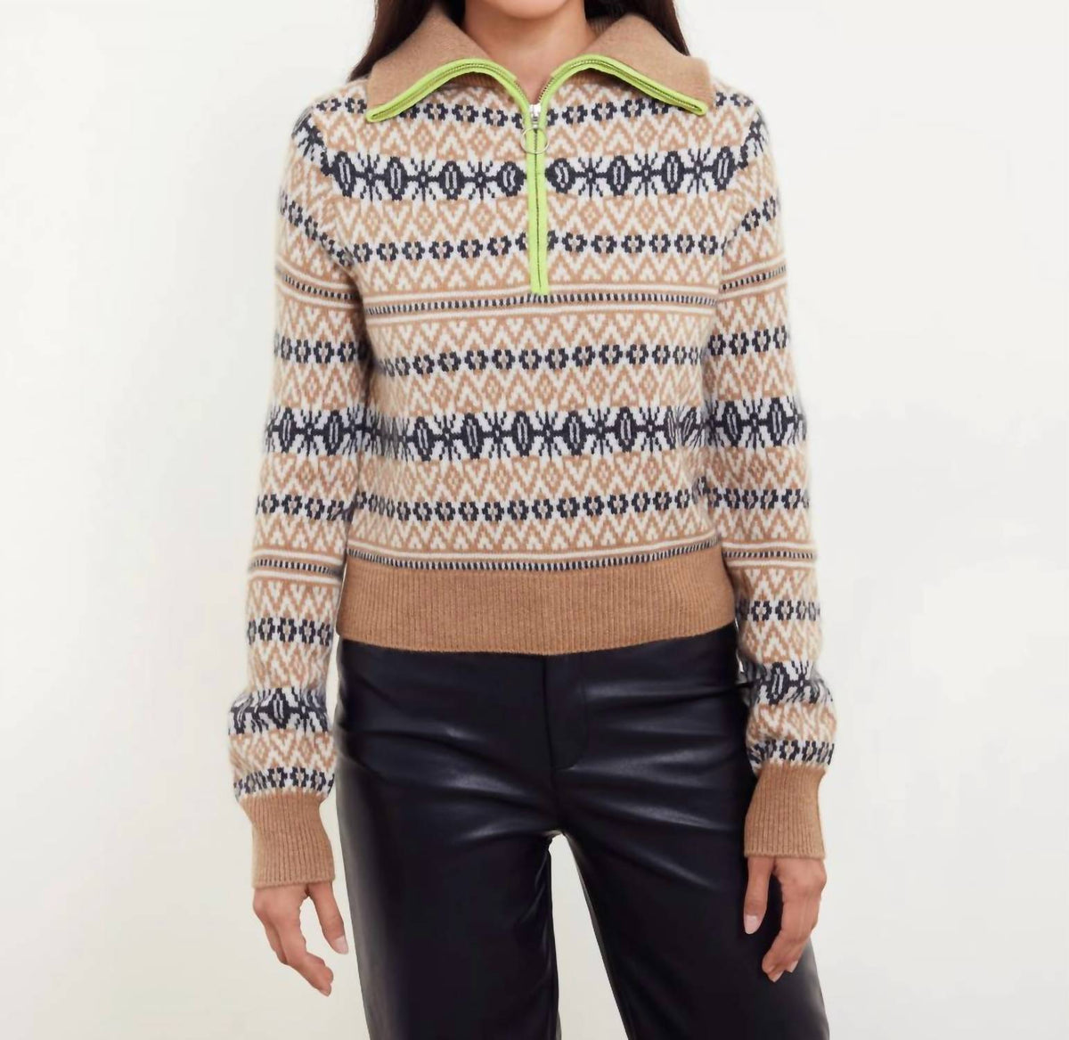 &Isla - Asher Fairisle Quarter Zip Sweater