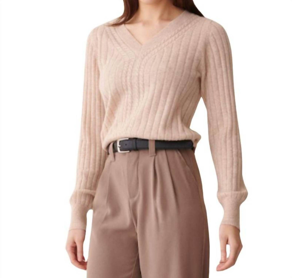 &Isla - Luna Cable Rib V-neck Top