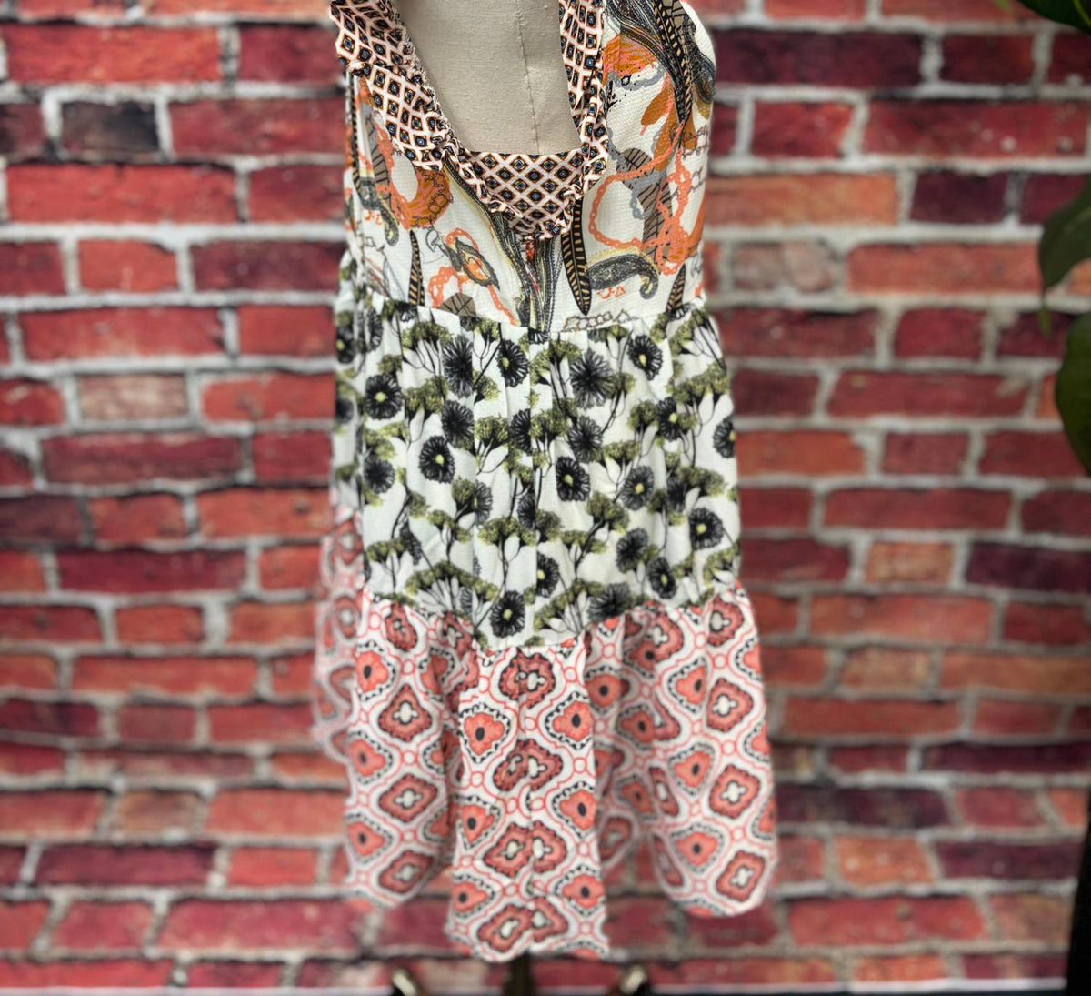 Isle - Sunset Patchwork Ruffle Dress
