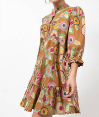 Ivy Jane - Autumn Tiered Mini Dress - brown - clothing - dresses