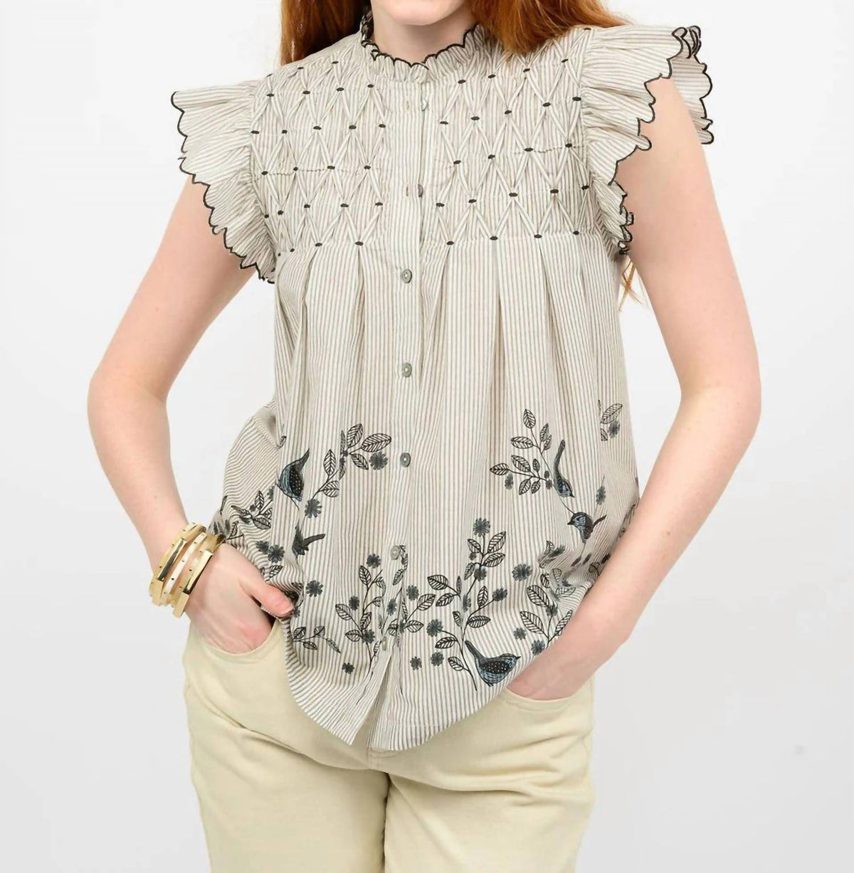 Ivy Jane - Bird Border Button Front Top