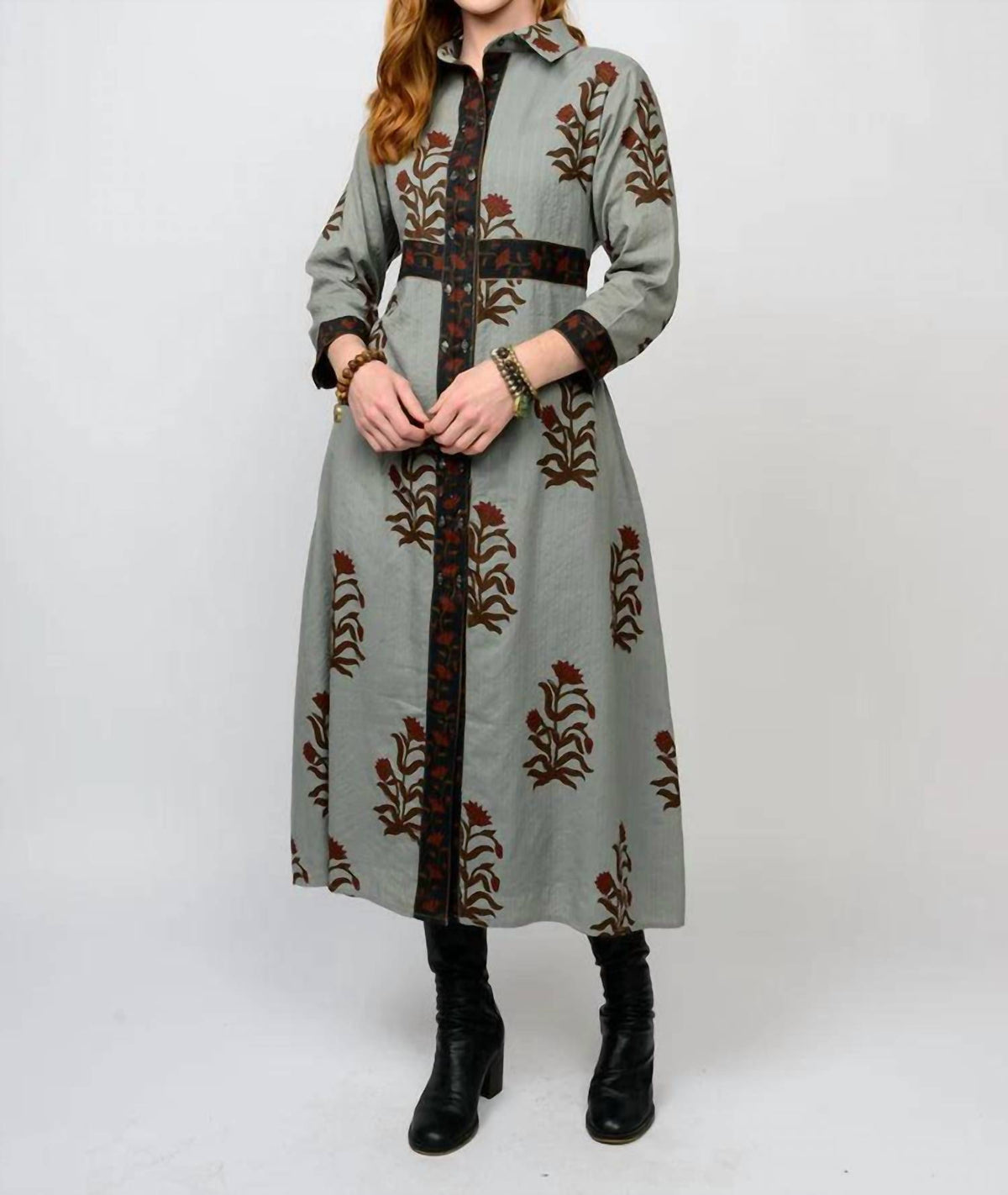 Ivy Jane - Double Button Bordered Maxi Dress