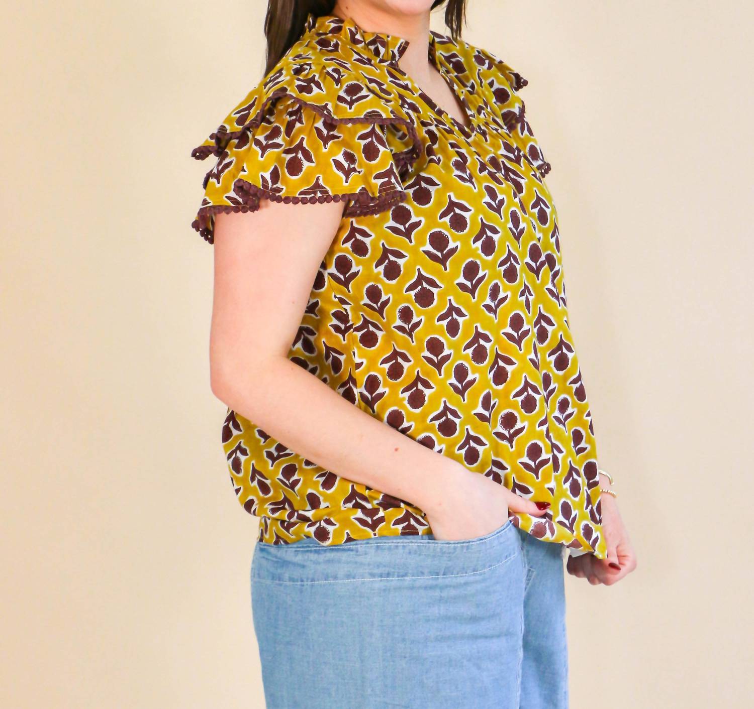 Ivy Jane - Flutter Block Top - blouses - clothing - patterned