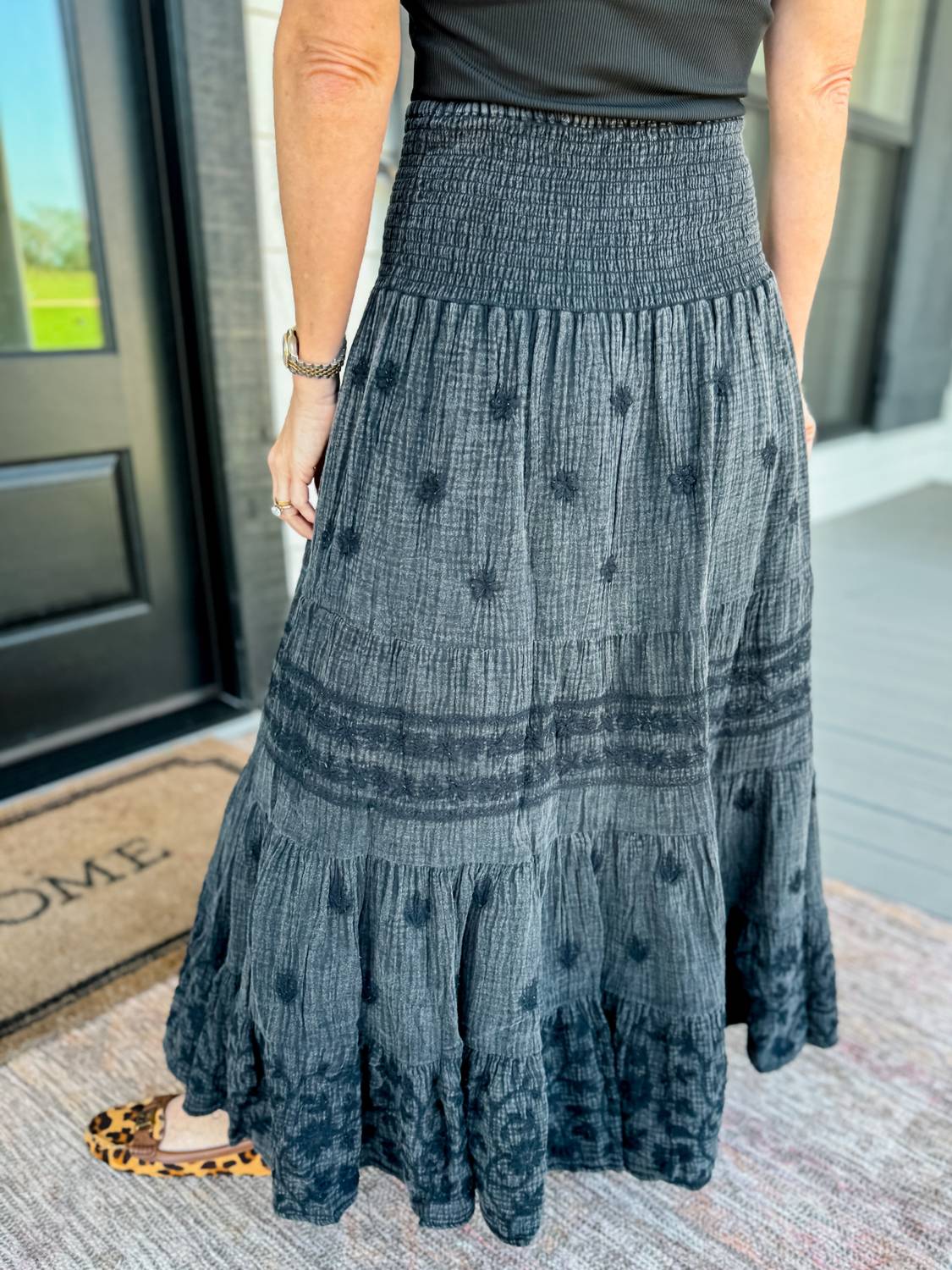 Ivy Jane - Gauzee Embroidered Skirt - clothing - green - long - skirts