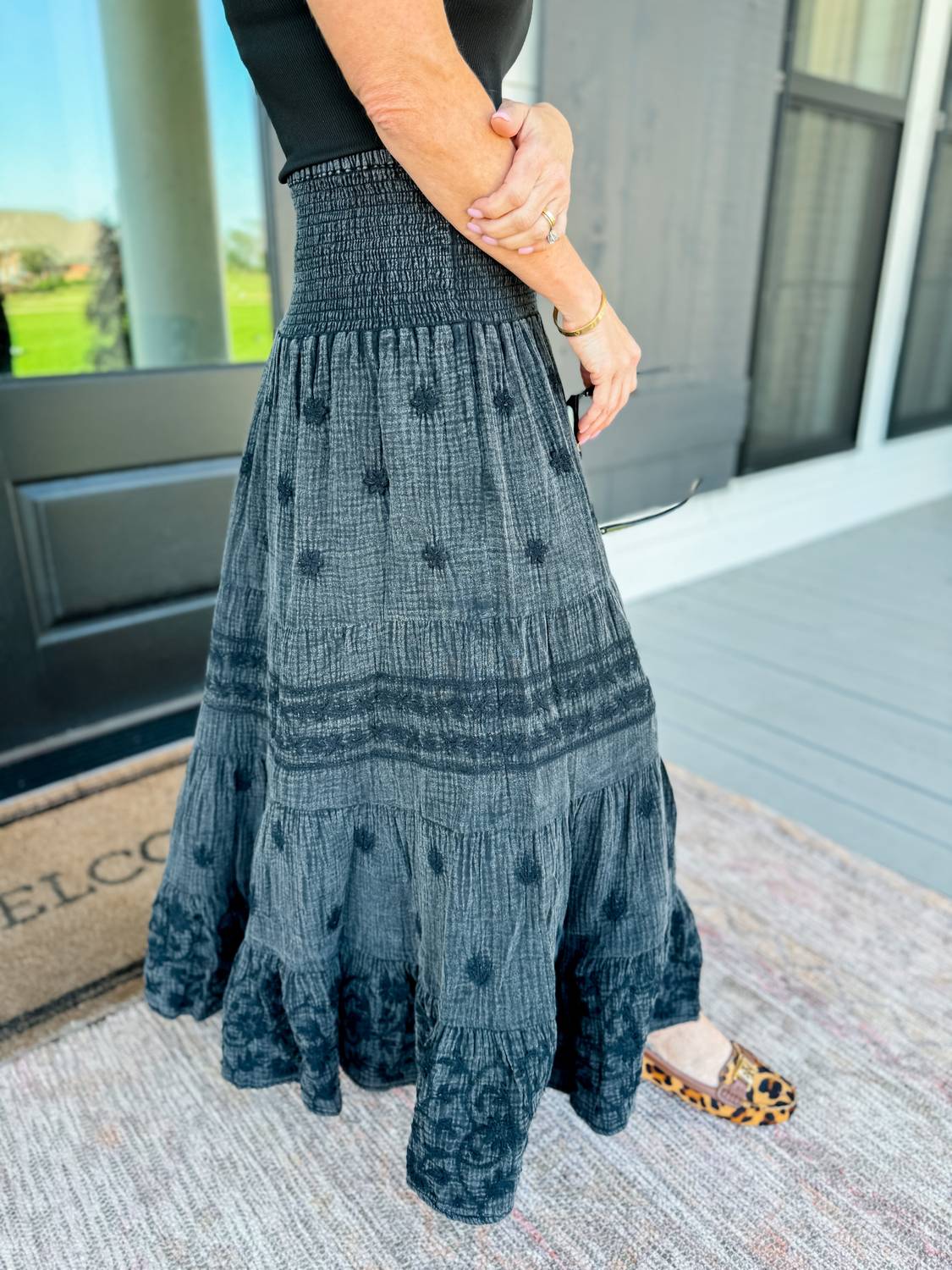 Ivy Jane - Gauzee Embroidered Skirt - clothing - green - long - skirts