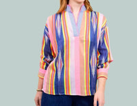 Ivy Jane - Ikat Stripe Popover Blouse