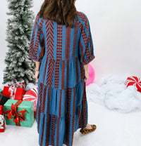 Ivy Jane - Pattern & Tiered Dress - blue - clothing - dresses