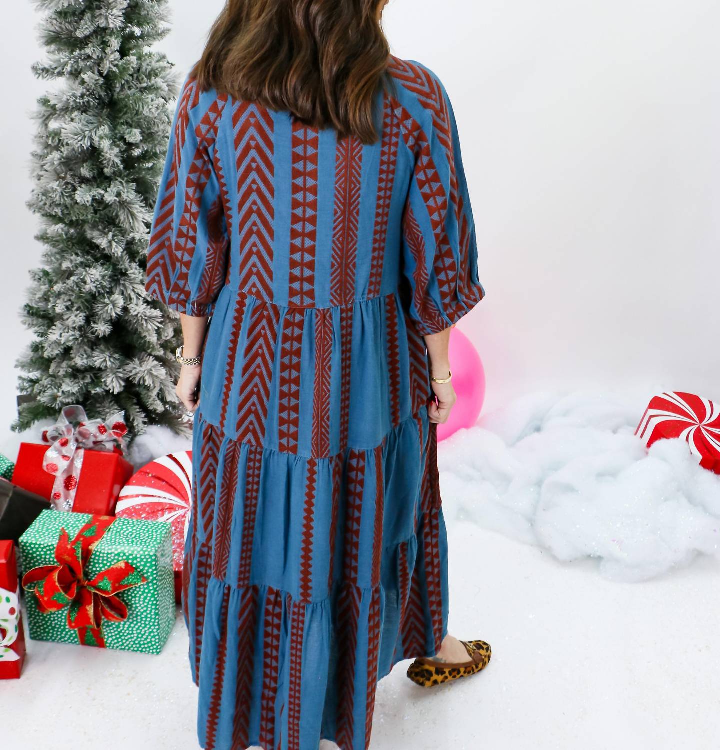 Ivy Jane - Pattern & Tiered Dress - blue - clothing - dresses