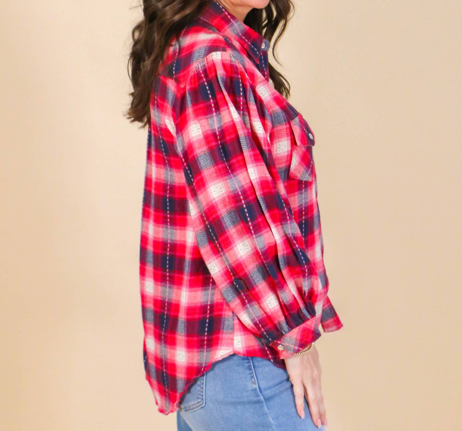 Ivy Jane - Plaid Print Flannel Top - button - down - shirts - clothing - plaid - check