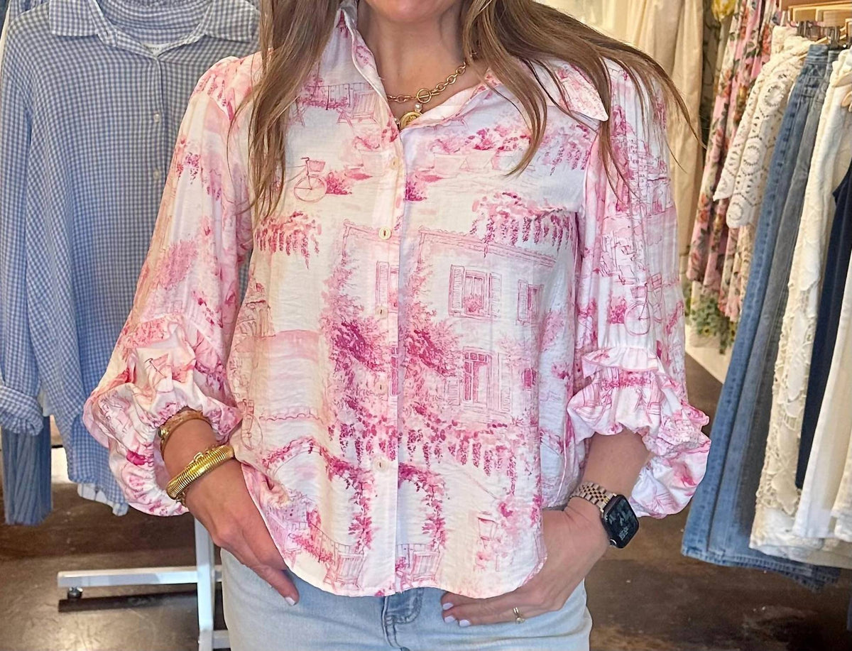 Ivy Jane - Scene In Paris Button Front Top