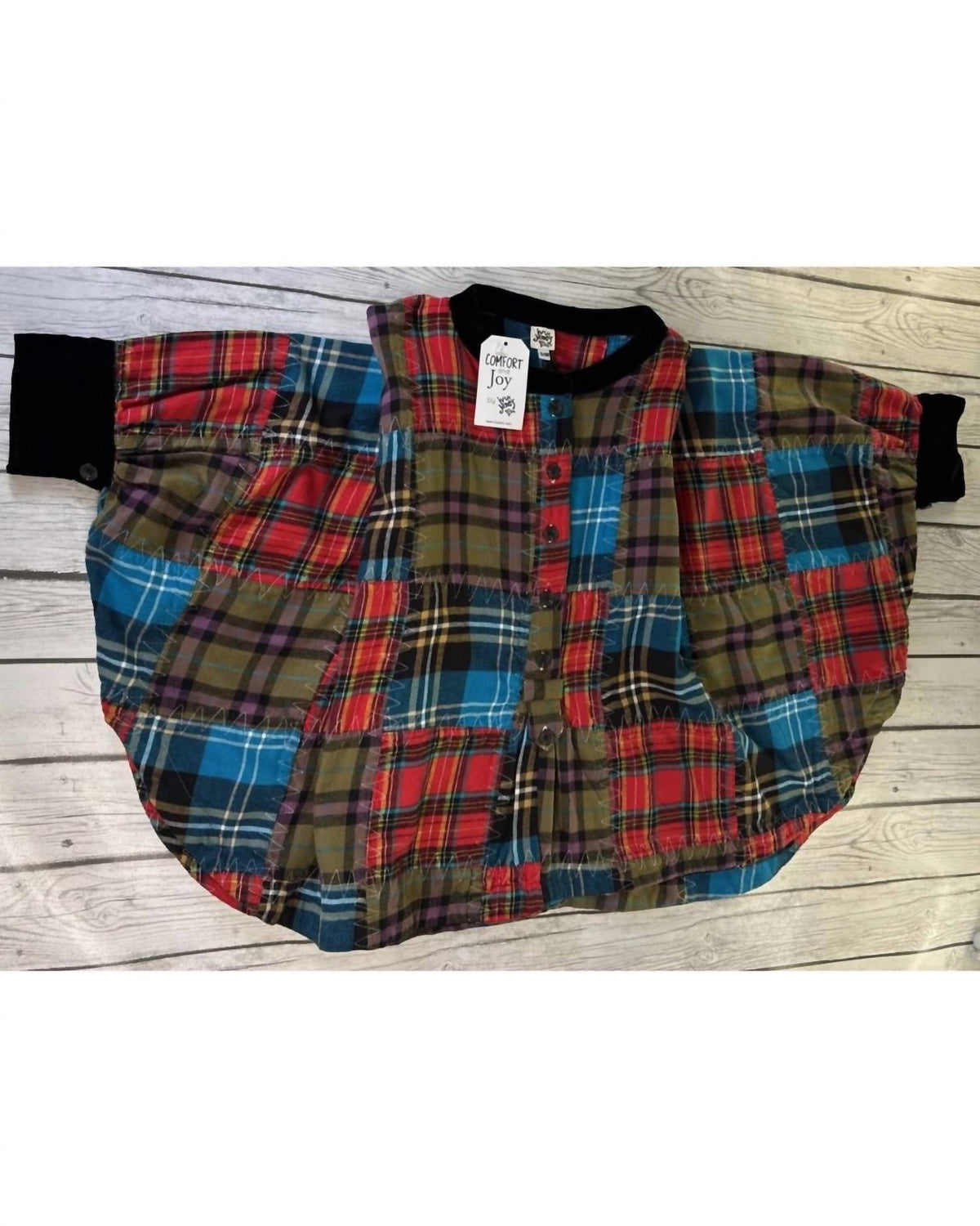 Ivy Jane - Women's Flannel Patchwork Poncho