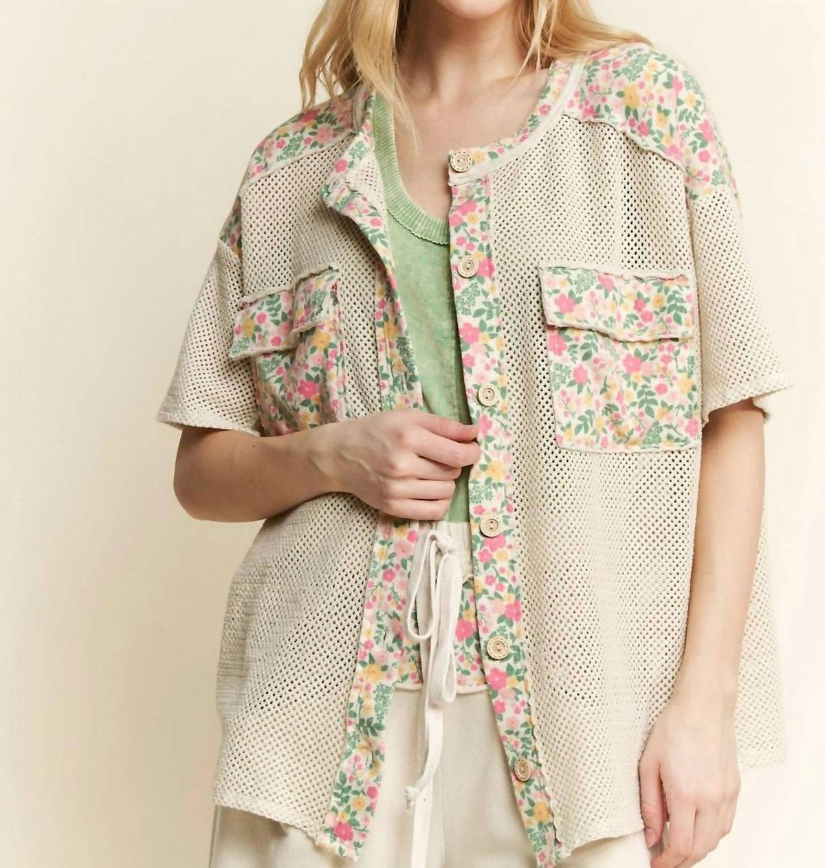 J. Her - Mesh Spring Cardigan