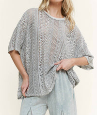 J.Her - Mineral Washed Lace Summer Blouse Top