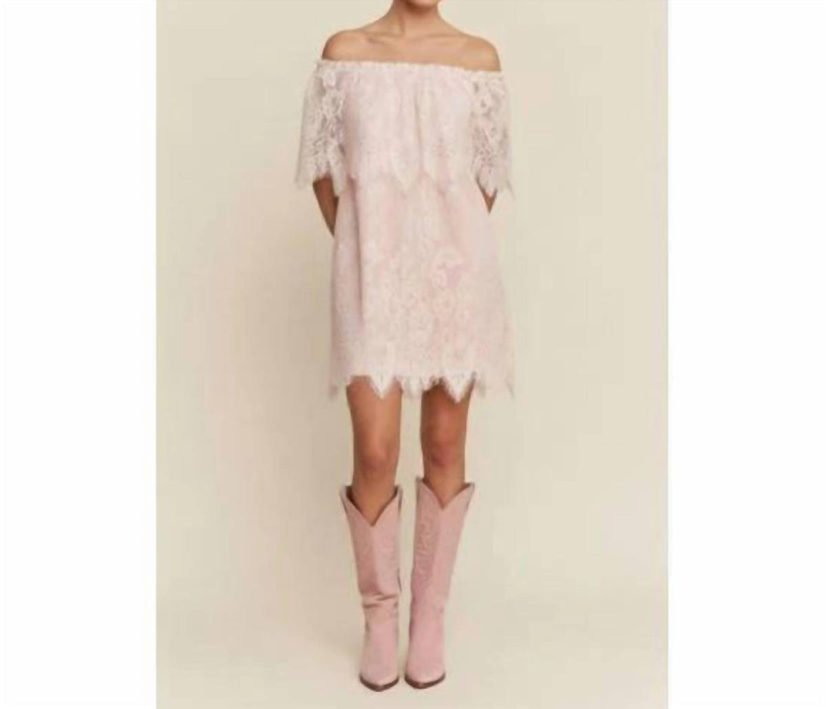 J.Nna - Lace Off-shoulder Mini Dress